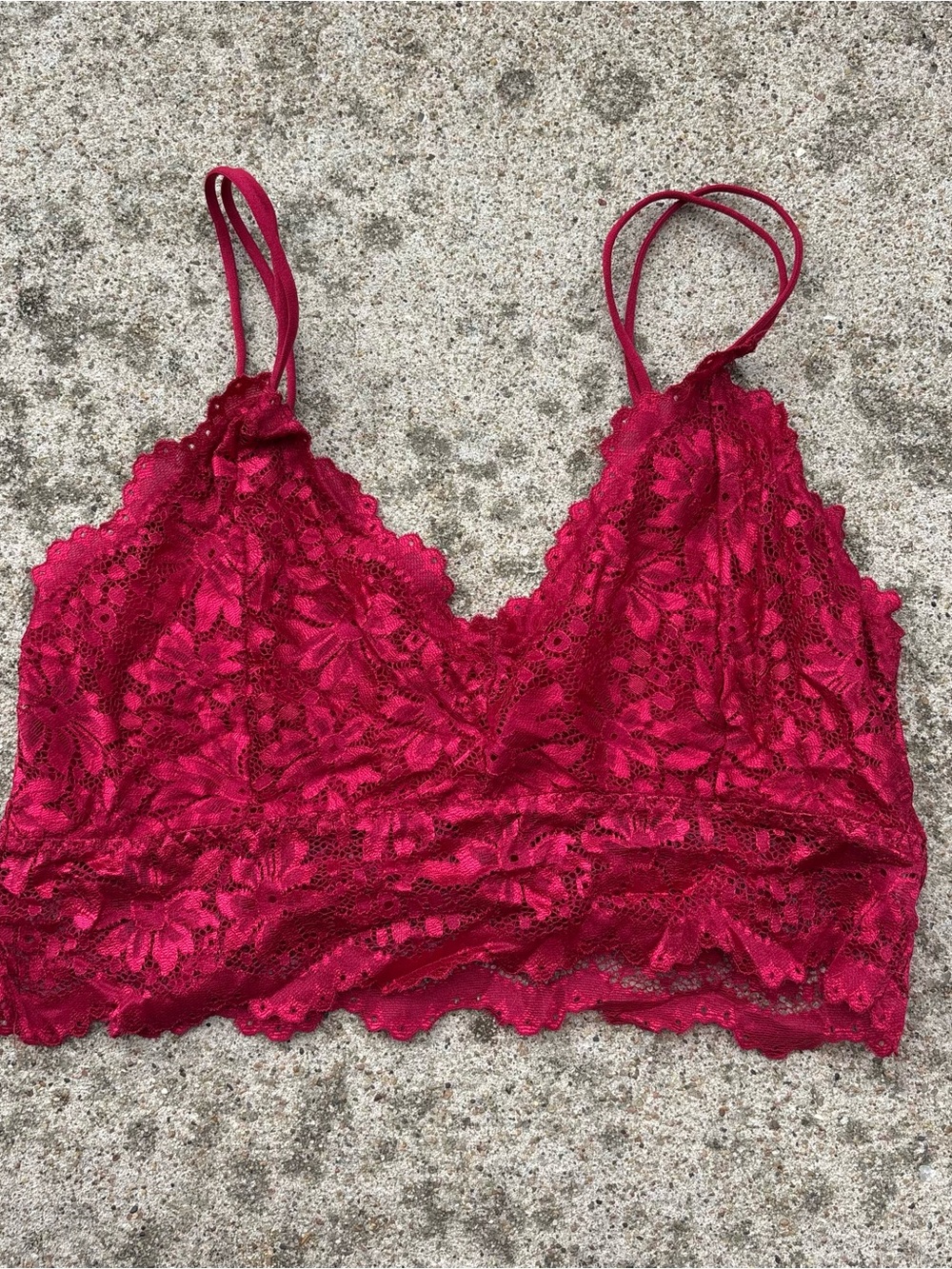 Floral Lace Bralette in Rich Berry Red